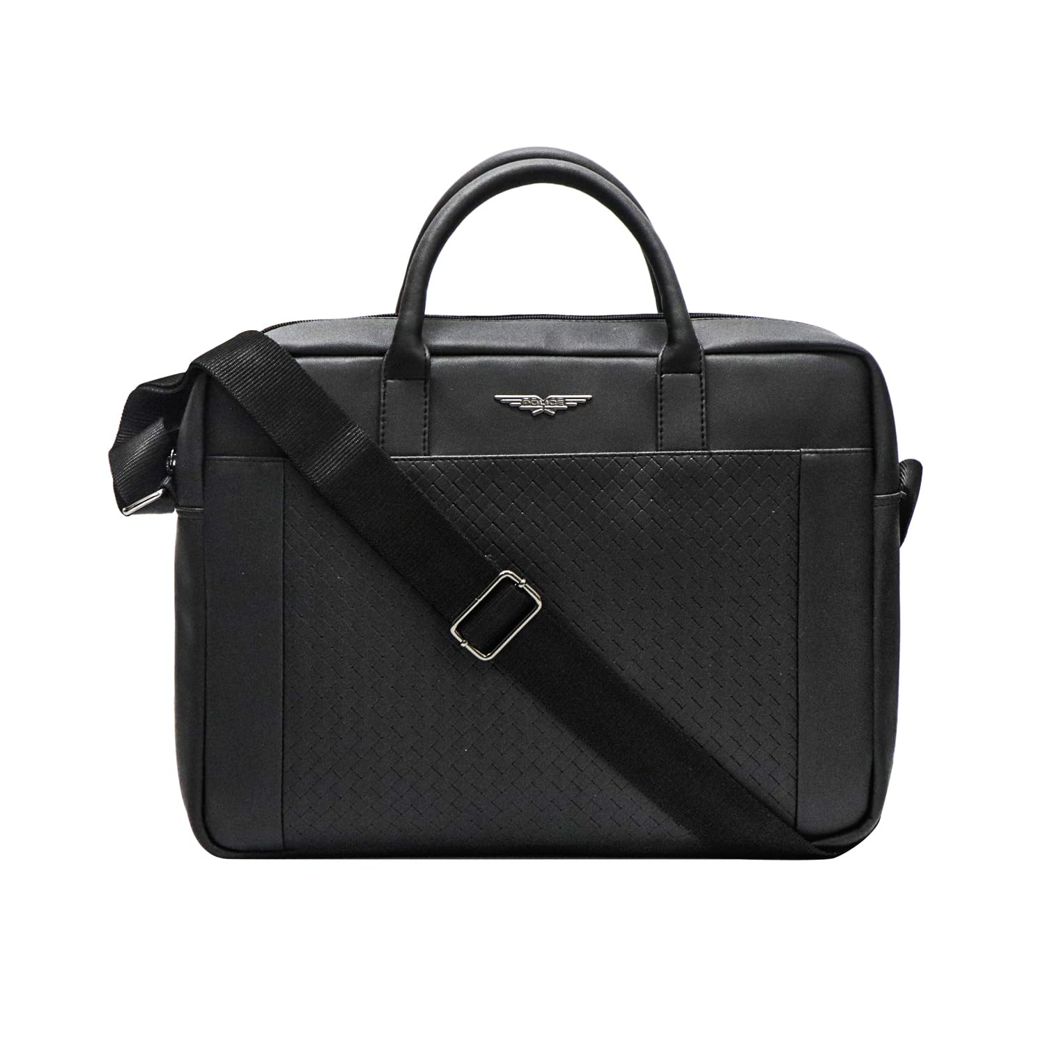 15" Laptop Briefcase for Men | Premium Textured Vegan Leather Office Bag | Padded Laptop Compartment | Adjustable Shoulder Strap | Inside Multi-Utility Organizer with Back Zip Pocket I Black-image-42