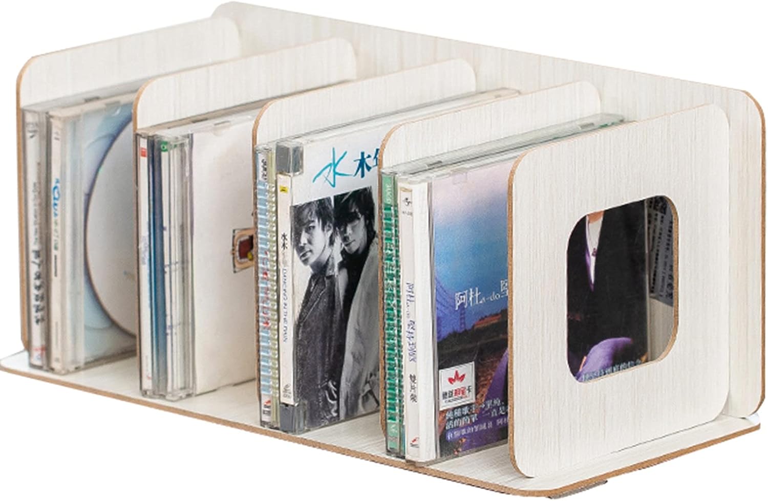 DCFV CD Rack Wooden Storage Rack, Assembled Creative