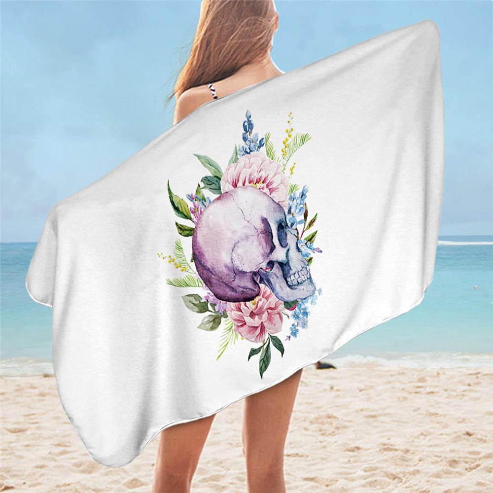 Drap de plage gothique floral tapis de yoga crâne de sucre rose pour vos sorties