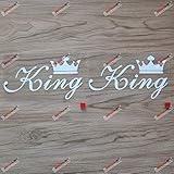 2X White 6'' King Crown Decal Sticker Car Vinyl no bkgrd die Cut sda3