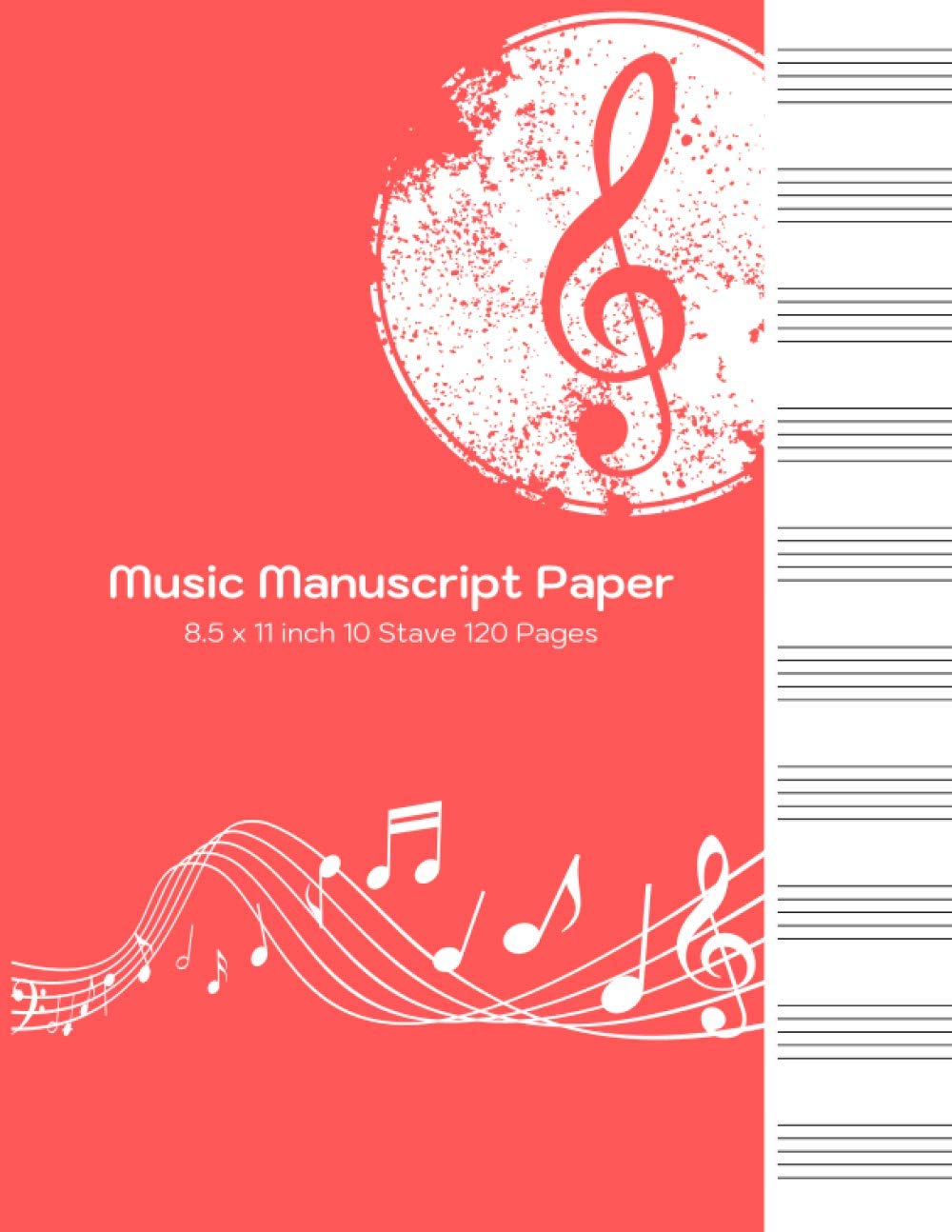 Music Manuscript Paper (Red Cover): Manuscript Paper, Musicians Notebook, Music Notebook, Songwriting,music manuscript paper notebook 8.5 x 11 inch 10 Stave 120 Pages