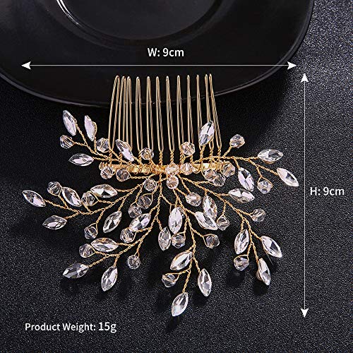Mecresh Handmade Marquise Crystal Sprays Hair Side Comb Bridal Headpiece Beaded Hair Accessories For Wedding Prom Jewelry Ornament For White Day #TOP1