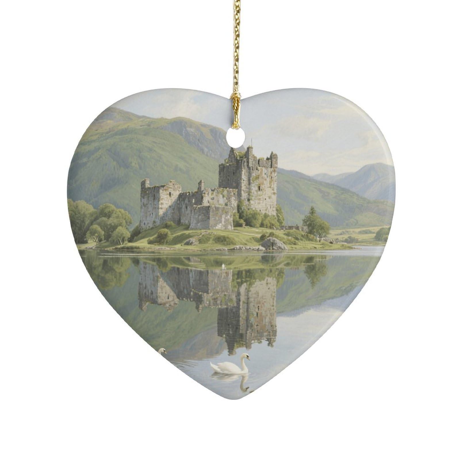 Fekiloot Style Highland Lakes And Castles Ceramic Ornament Home Decor Keepsake