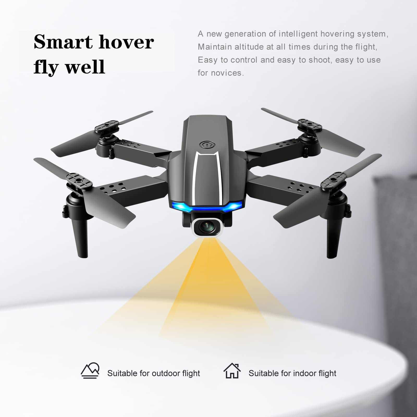 Droni Pieghevoli con Fotocamera 4K, quadrirotore RC per Adulti, Video Live FPV, Mantenimento dell'altitudine, decollo a Una Chiave per Bambini o Principianti con 3 batterie, modalità Senza t