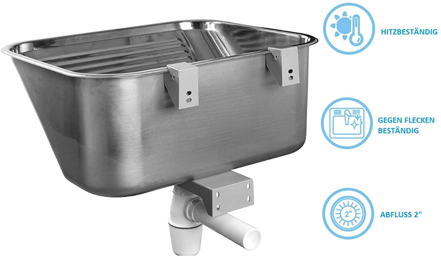 VBChome Fregadero De 55 X 45 X 22 Cm, Con Estructura Satinada De Acero