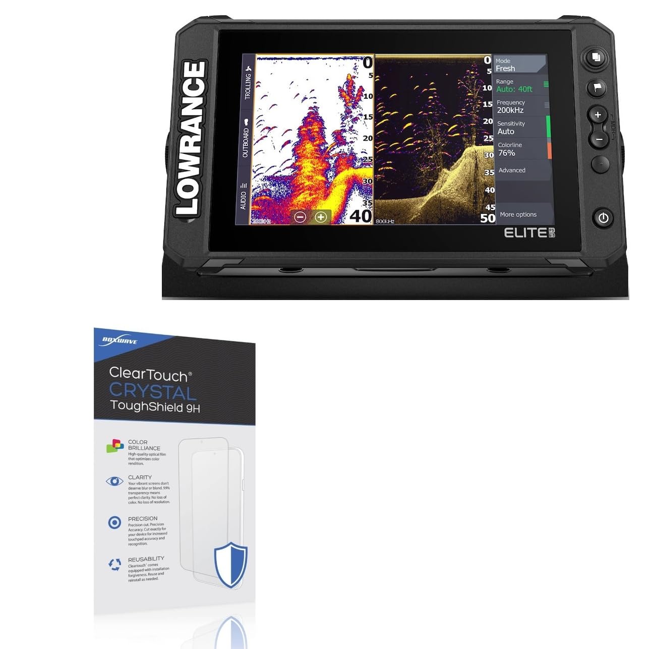 BoxWave Screen Protector Compatible with Lowrance Elite FS 9 - ClearTouch Crystal ToughShield 9H (2-Pack), Clear 9H Tough Flexible Film Screen Protector