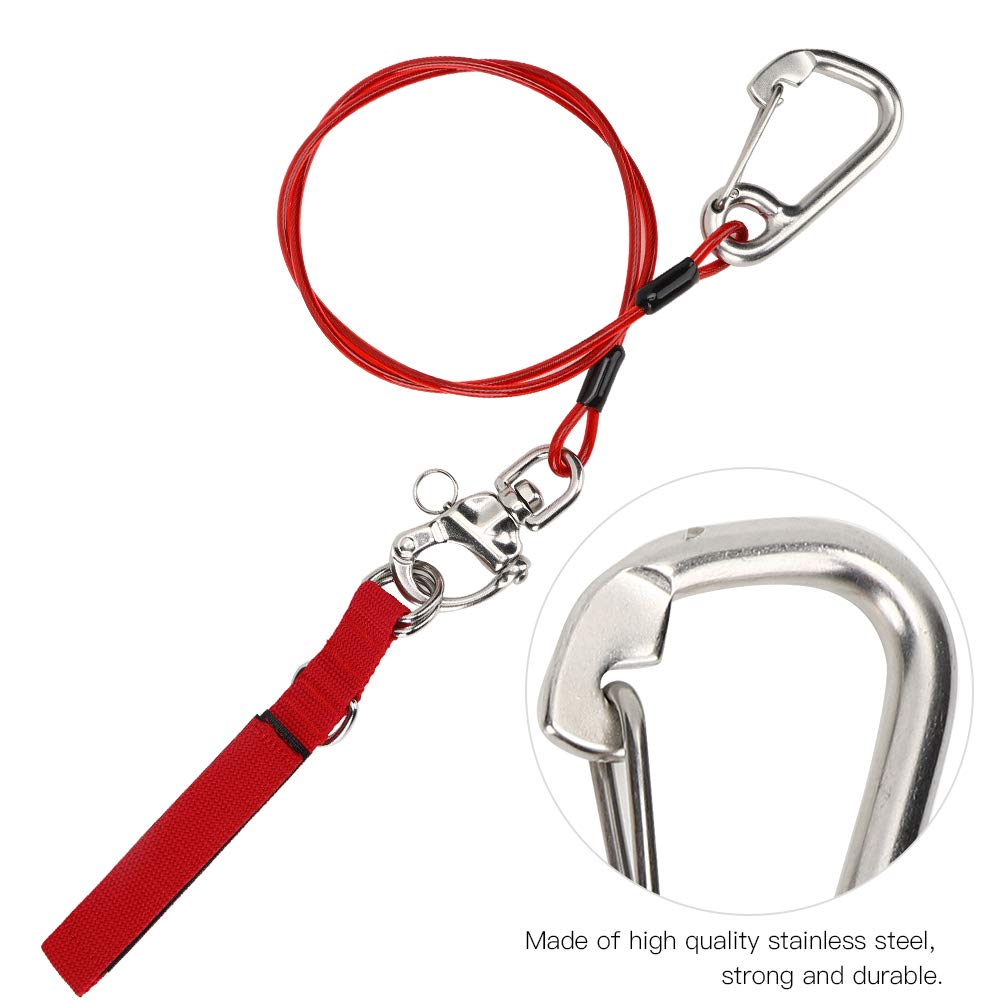 Laisse de Longe d'apnée, Corde de sécurité en Acier Inoxydable 316 Pro avec Mousqueton de Bracelet, Ligne de Vie sûre pour la Natation, la plongée en apnée et Les Sports