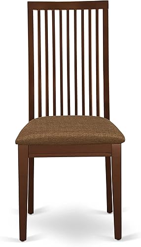 Miniatura 4 de East West Furniture IPC-MAH-C Ipswich - Sillas de comedor tapizadas de tela de lino, sillas de madera maciza, juego de 2, caoba