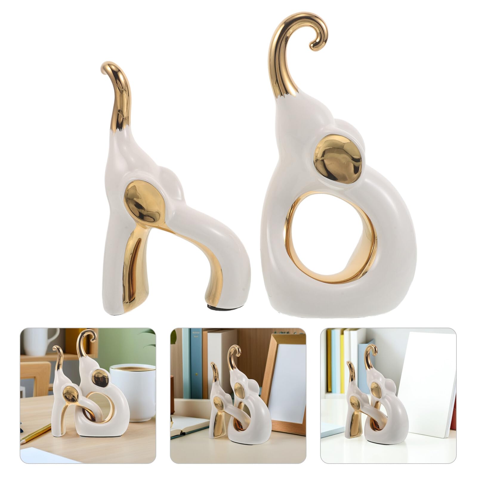 Ceramiczna Para Słoni Dekoracyjnych Minimalistyczne Figurki Ceramiczne Stolik Kawowy Romantyczna Rzeźba Słoni Do Dekoracji Wejścia i Domu Walentynki Oraz Rocznicę
