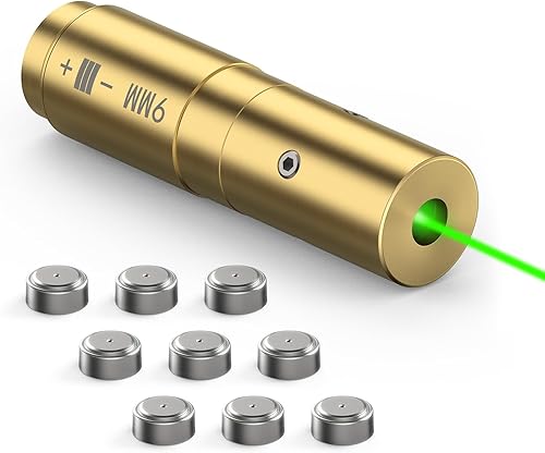 Feyachi Green Bore Sight 0.354 in223 0.219 in12 Gauge Bore Sight Laser Boresighter con 3 juegos de baterías