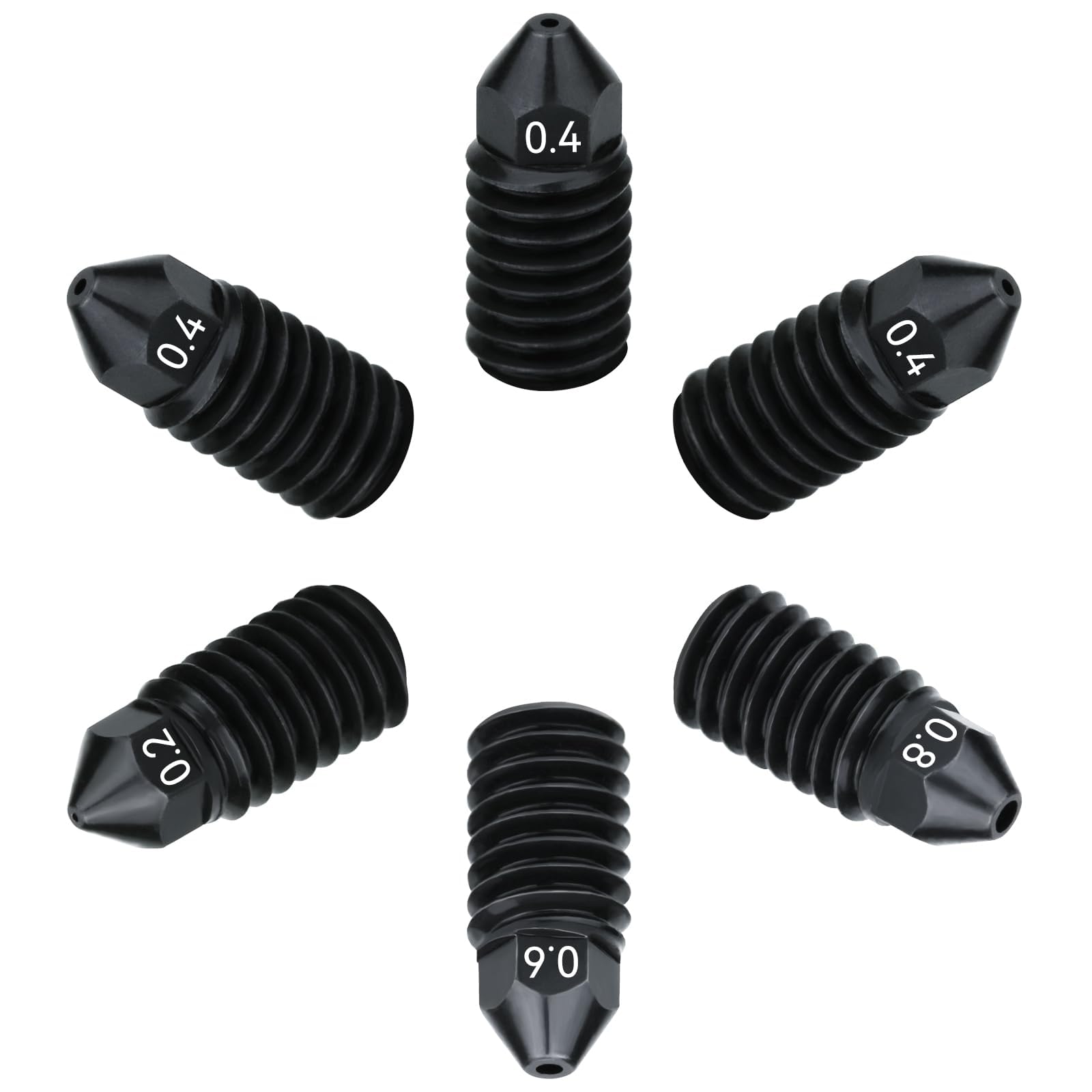 Xirbbo 6pcs 0.2+0.4+0.6+0.8mm for Bambu Nozzles,Upgrade 500℃ High Temperature Wear-Ristant Removable Hardened Steel Nozzle for Bambu Lab X1c P1p 3D Printer Hotend-image-21