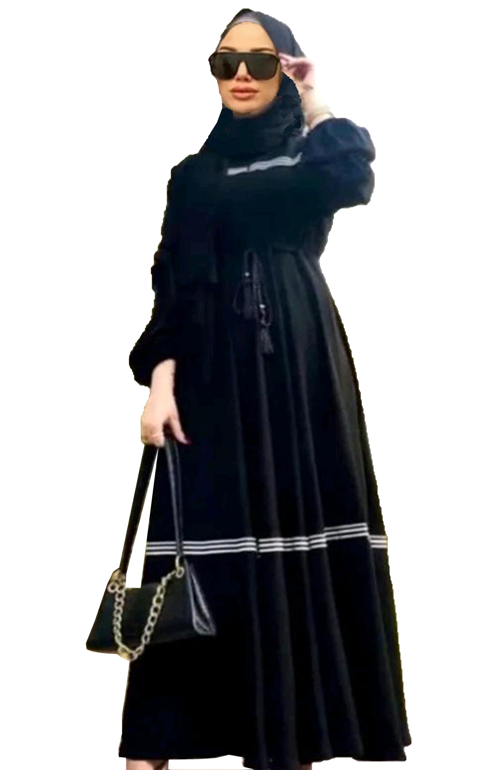 BURAQUE DESIGNER Black Abaya Multi Colour Stone Work For Women Elegant Modest Wear Abaya Burqa Islamic Naqab-image-46