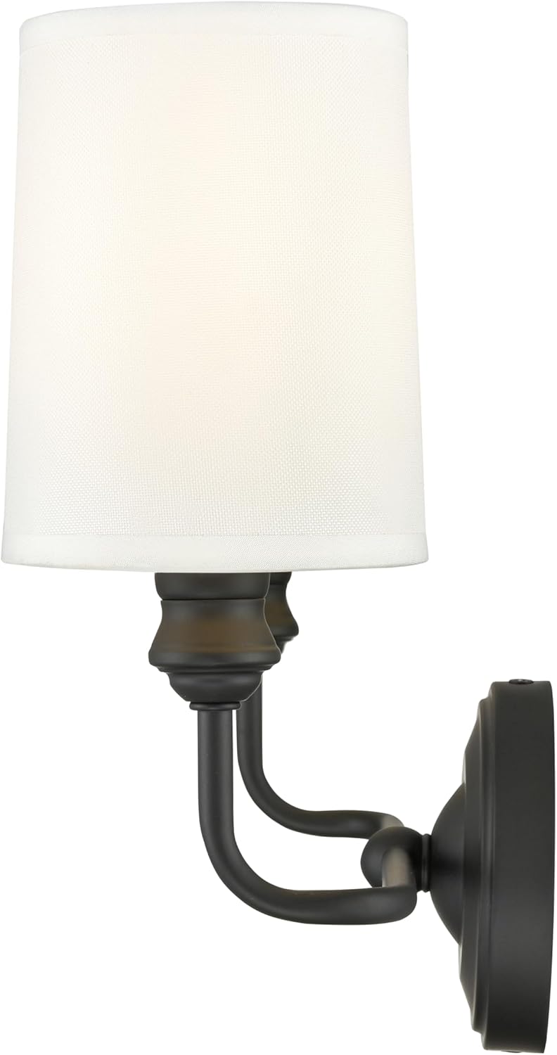 ML Lighting | Leena Collection | 99802-MB | Indoor 2 Light Vanity in Matte Black with White Fabric Shade | Elegant and Versatile Design for Any Bathroom