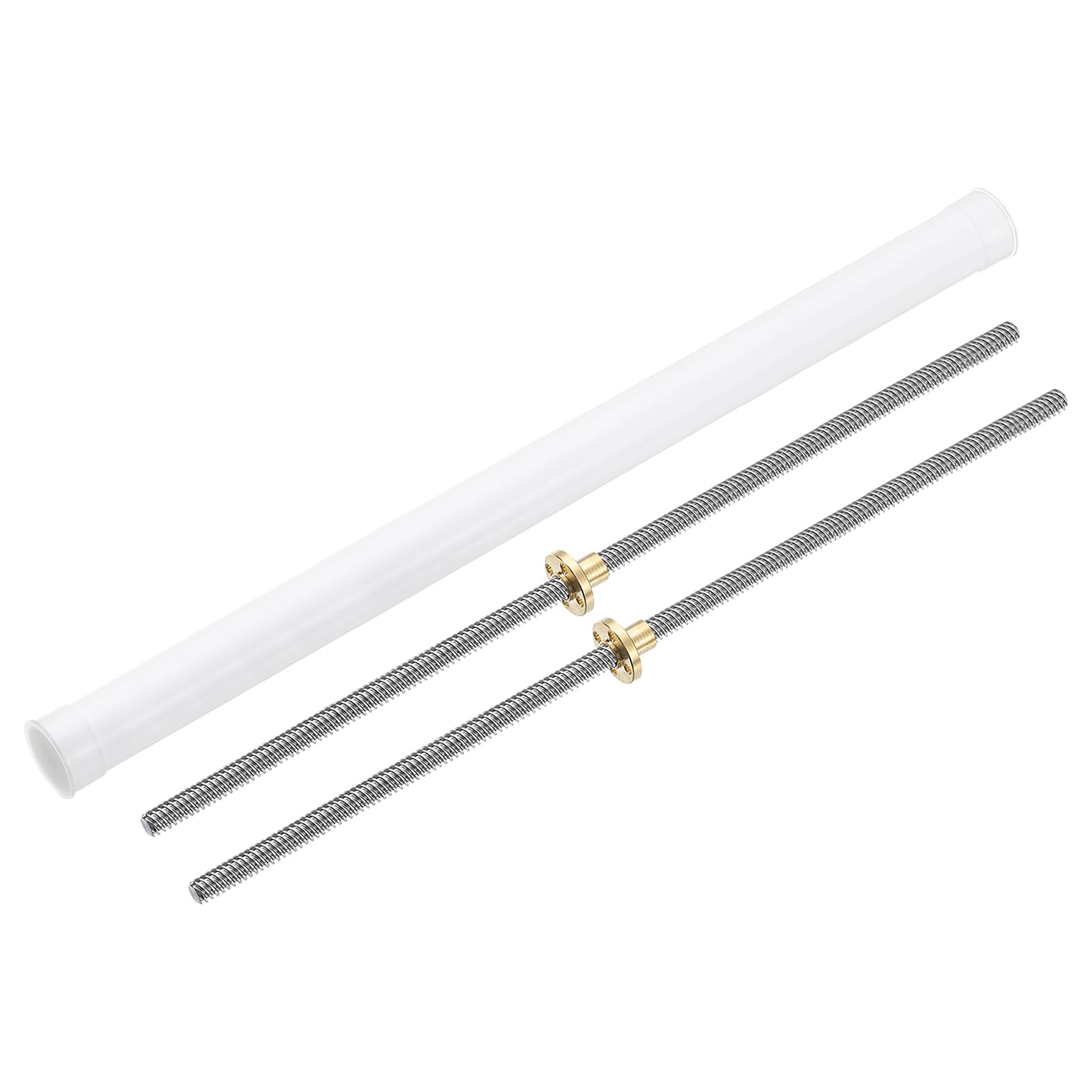 sourcing map Lot de 2 vis sans plomb Tr8 x 4 de 400 mm avec écrou en laiton (filetage Acme, pas de 2 mm, 2 démarrages, plomb de 4 mm), pièces de mise à niveau pour imprimante en acier inoxydable 304