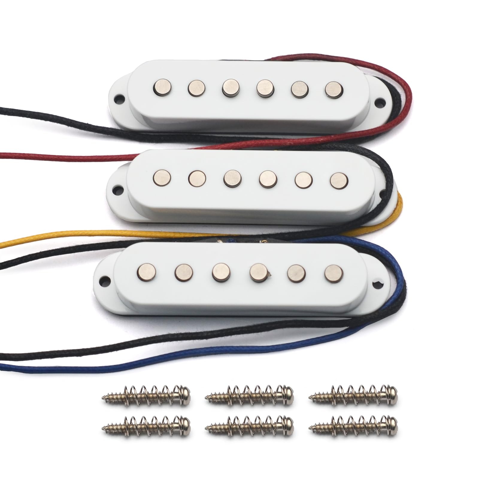 MAXCHEER Alnico 5 Strat Pickup Single Coil Pickups Guitar Neck/Middle/Bridge Pickup for Strat Squier Electric Guitar (White)