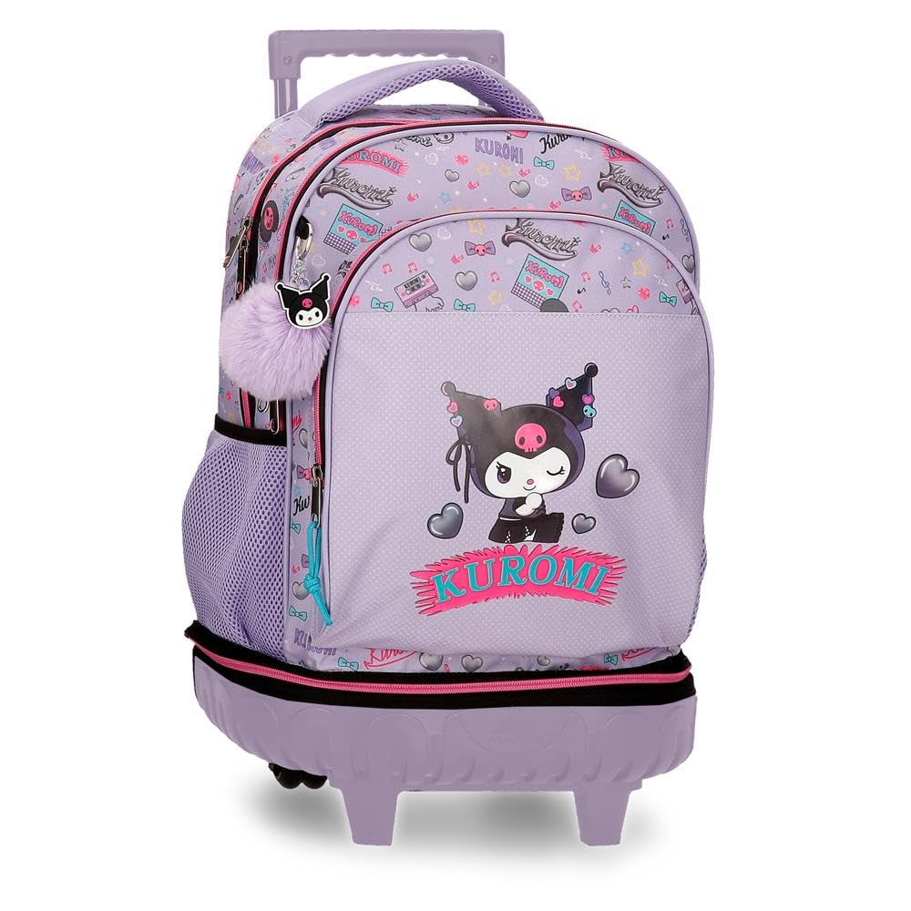 Sanrio Kuromi Retropop 2-Wheel Detachable Compact Backpack Purple 32x45x21 cm Polyester 30.2L