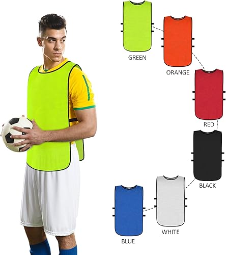 Miniatura 5 de Chalecos de práctica de equipo de malla para niños, jóvenes, adolescentes y adultos para deportes (12 jerseys)