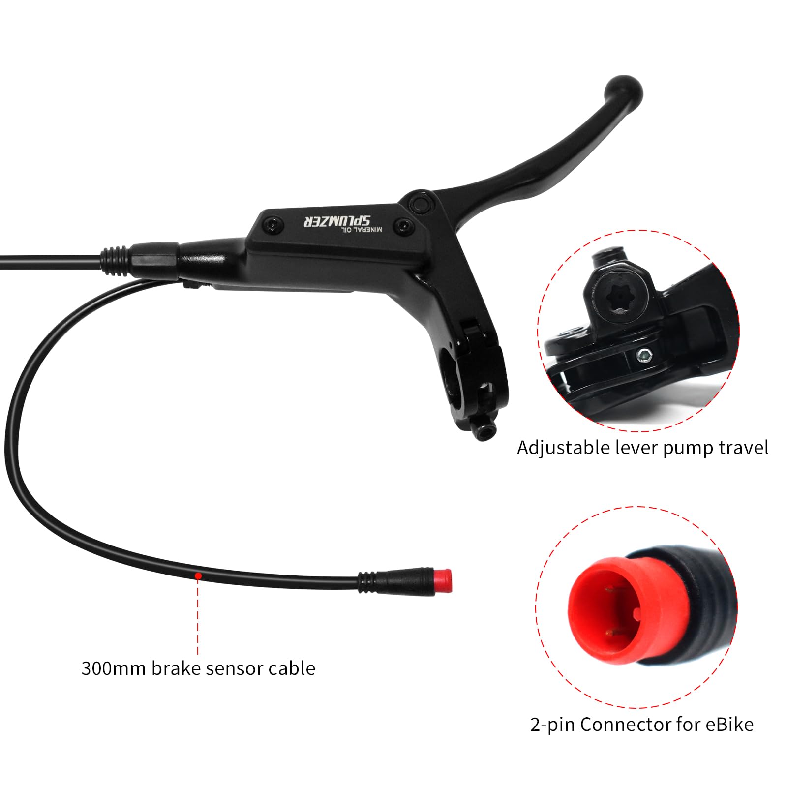 ZTZ Set di Freni Idraulici per eBike a 4 Pistoni, Freni a Disco Idraulici a 2 Pin per E-Bike, Kit di Freni Idraulici Pre-bilanciati con Adattatore di Montaggio, Ideale per eBike e Scooter Elettrici