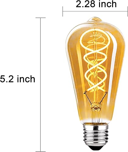 Miniatura 8 de Bombillas LED, bombillas Edison regulables 4 W, equivalente a 40 W, ST58, vintage, Edison LED, blanco cálido, filamento antiguo, vidrio ámbar,