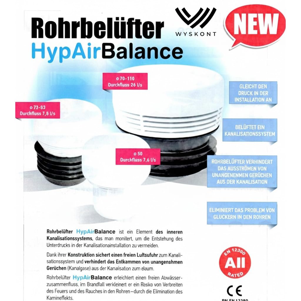 WYSKONT Rohrbelüfter DN50 HypAir Balance – Belüftungsventil für Sanitärinstallation, Unterdruckausgleich, gegen Gluckern & Kanalgerüche, EN 12380, einfache Montage - 4