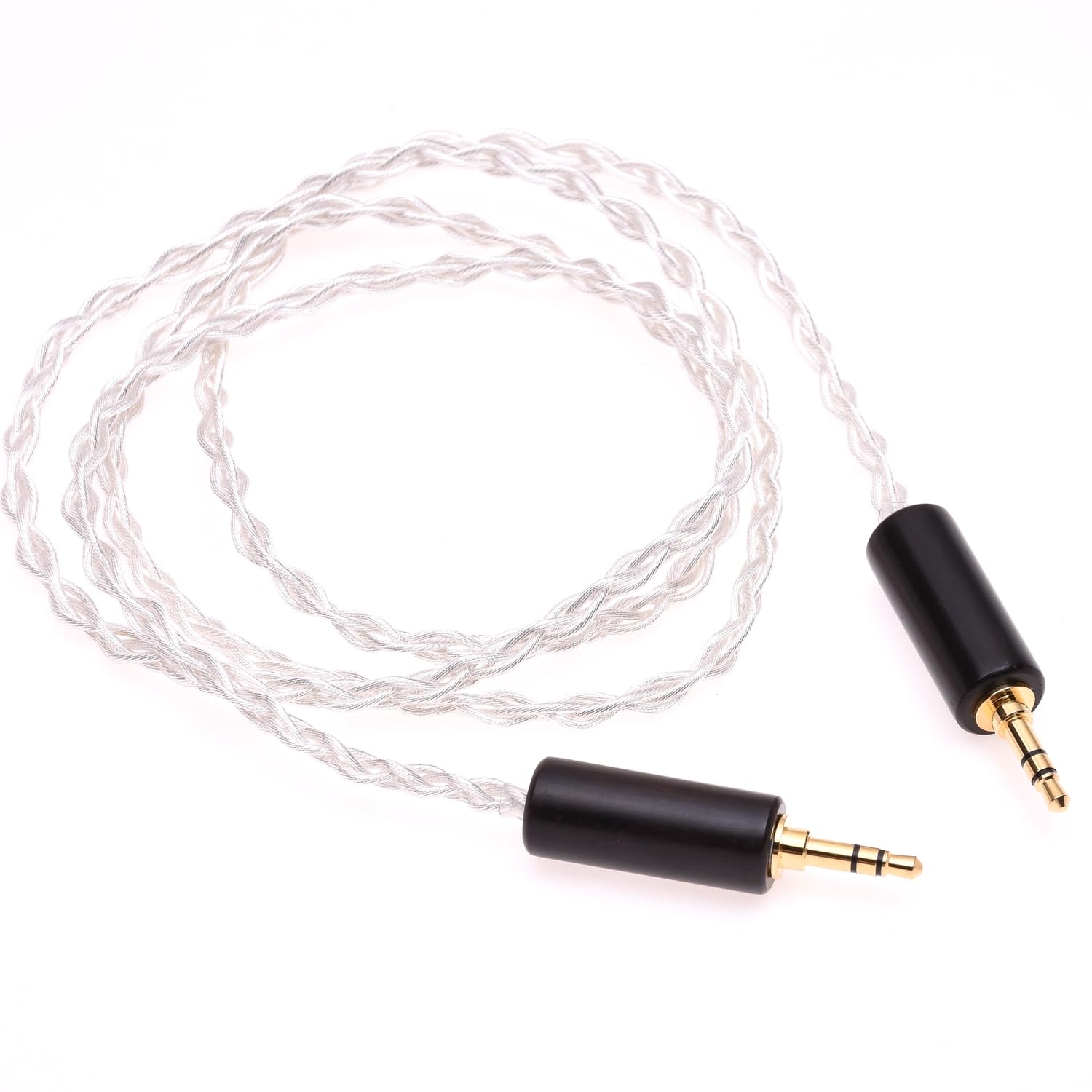 Câble audio auxiliaire stéréo 3,5 mm mâle vers 3,5 mm mâle en bois transparent 6N OCC plaqué argent 1 m