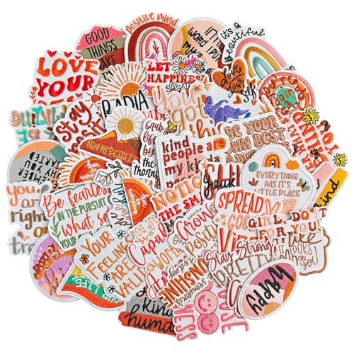 JEFUZH Random Iron on Patches | Positive Affirmation & School Motivation Designs for Teachers & Students | for Hats Clothes Backpacks Jeans