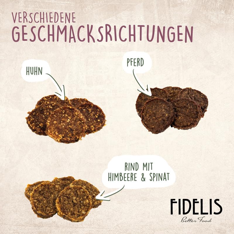 Fidelis - Kaninchenburger Apfel & Grünkohl für Hunde im praktischen 1kg-Eimer - Luftgetrocknete Hunde Leckerlis aus 100% natürlichen Rohstoffen