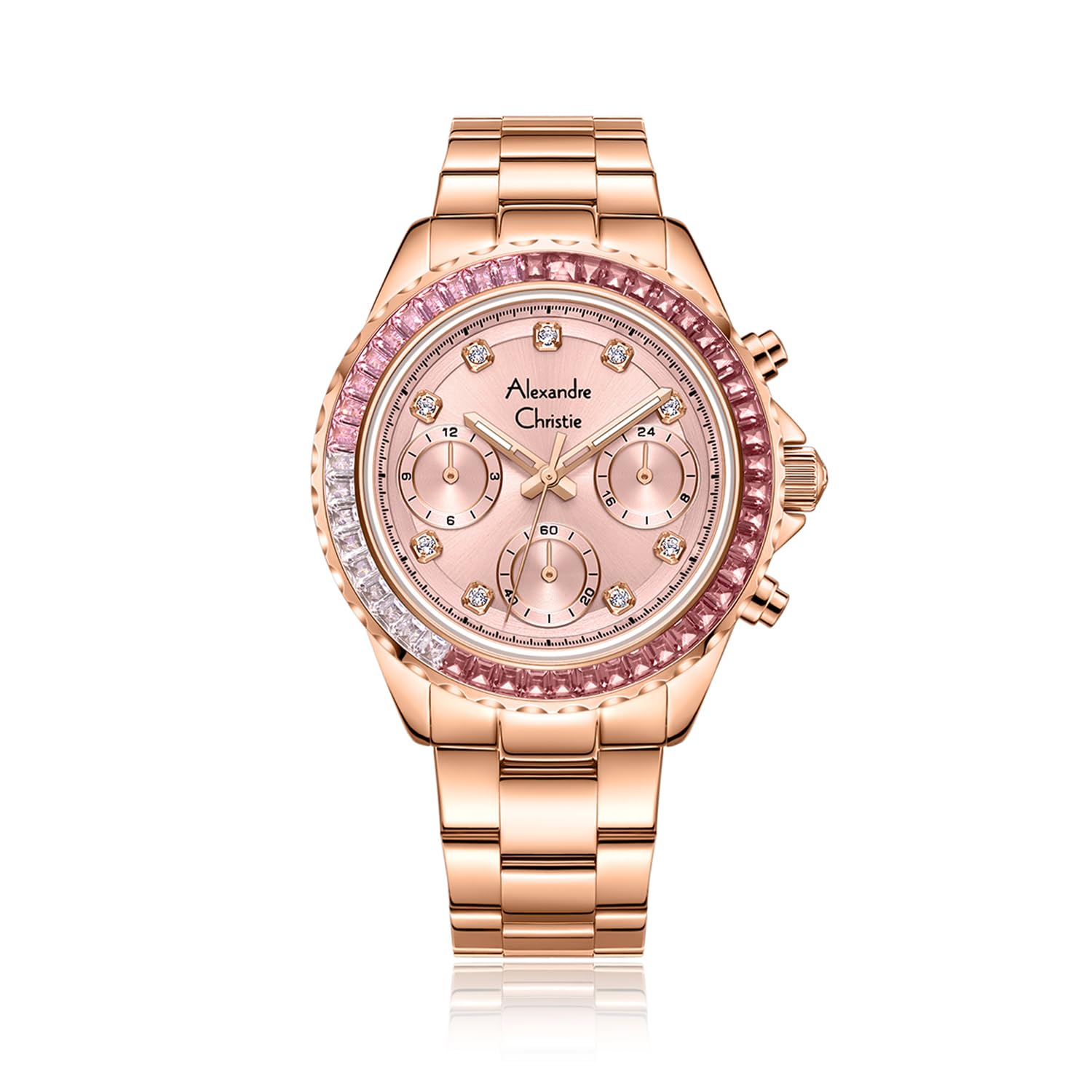 AC 2B13 BFB Dual Time Watch For Women - Pink Rose Gold Colorway watch with dual time feature luxury analog watch for women(Stainless Steel Case and Band, Quartz Movement , Rose Gold Strap, Pink Dial) (B0CSKK6D7K) Amazon Price History, Amazon Price Tracker