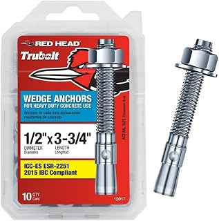 RedHead 1/2 in. x 3-3/4 in. Wedge Anchors 10-Pack: Zinc-Plated Steel for Secure Concrete Fastening