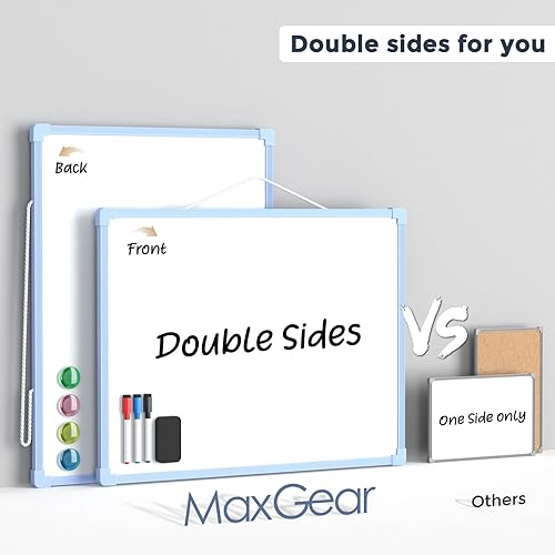 Vista 44 de MaxGear Pizarra blanca colgante de doble cara para pared, pizarra blanca colgante de 16 x 12 pulgadas, pequeña pizarra blanca de borrado en seco