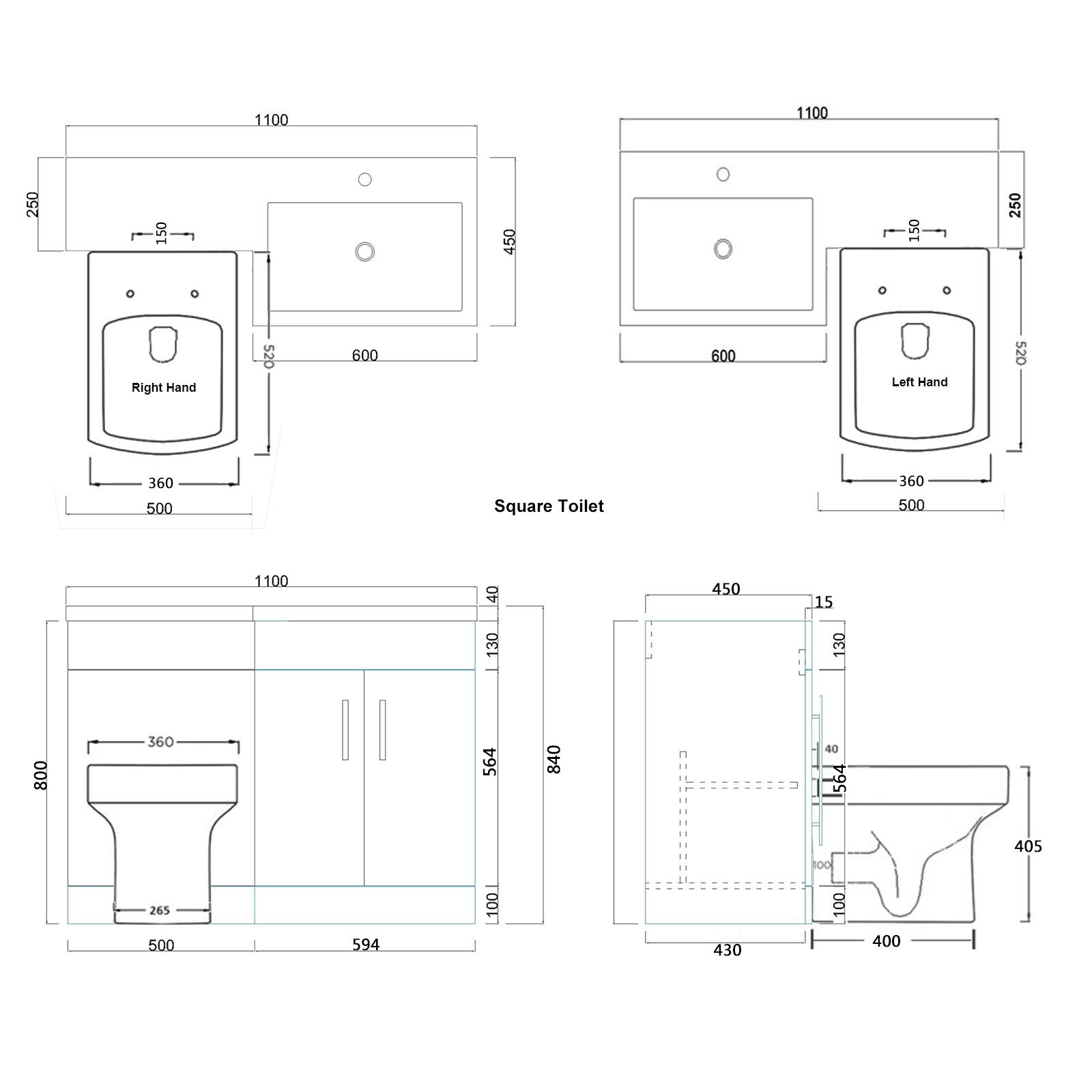 Buy ELEGANT 1100mm L Shape Bathroom Vanity Sink Unit Furniture Storage