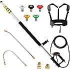 janz Aluminum 24 FT Telescoping Pressure Washer Wand with Pressure Washer Extension Wand,Gutter Cleaner Attachment, 5 Spray Nozzle Tips, 2 Hose Inlet Adapters and Support Harness
