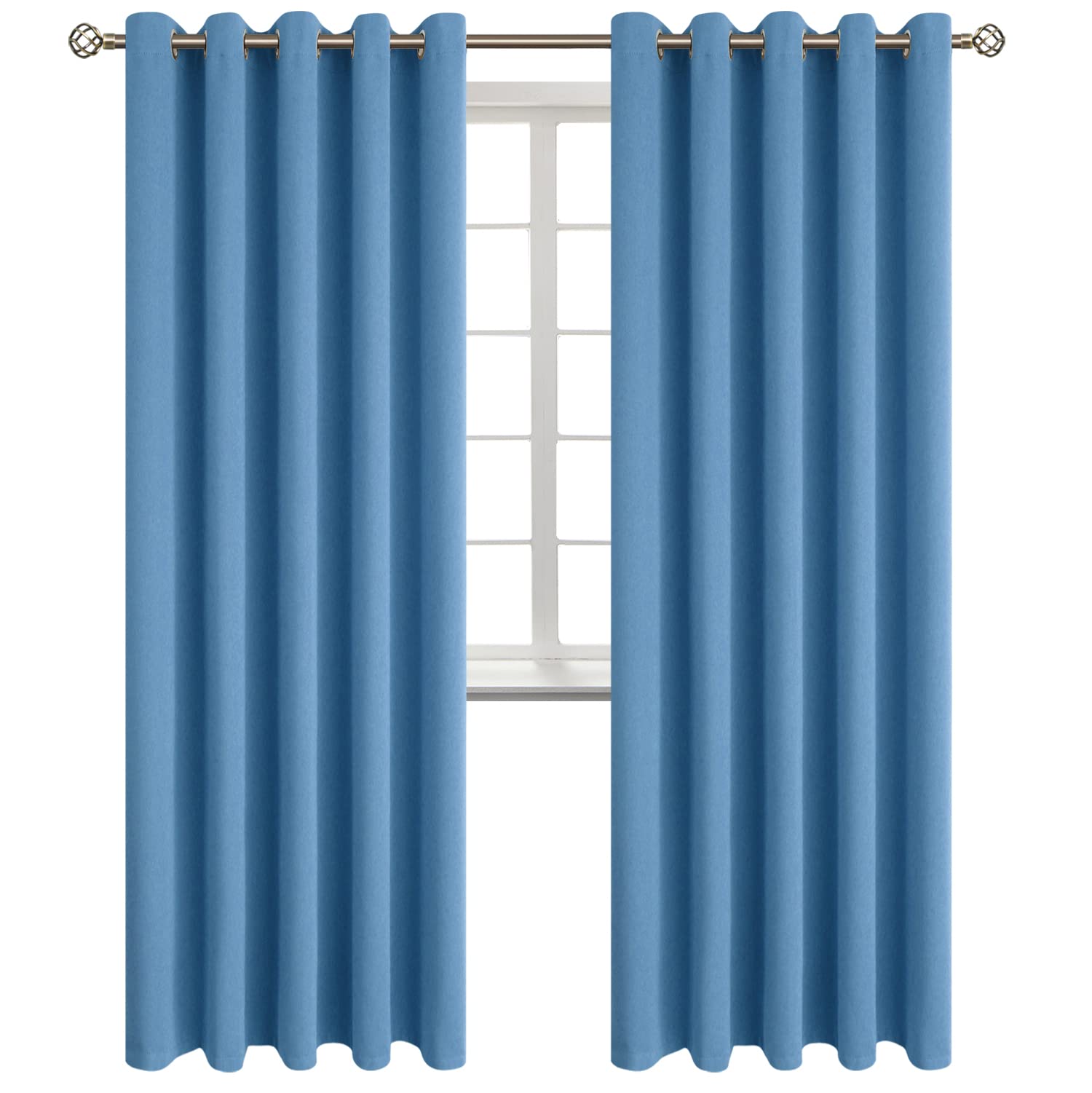BGment Denim Blue Blackout Curtains for Living Room 84 Inch Long - 2 Panels