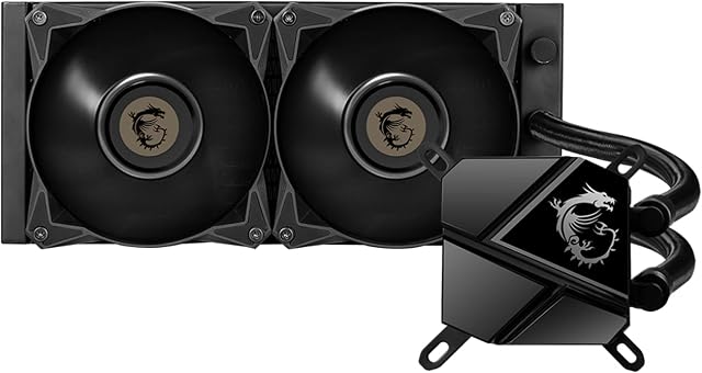 MSI MAG CORELIQUID P240 AIO CPU Liquid Cooler - Discreet Piano Black, Integrated Radiator Pump, Split-Flow Water Cooling, Evaporation-Proof Tubing, Easy to Install - AMD & Intel Compatible