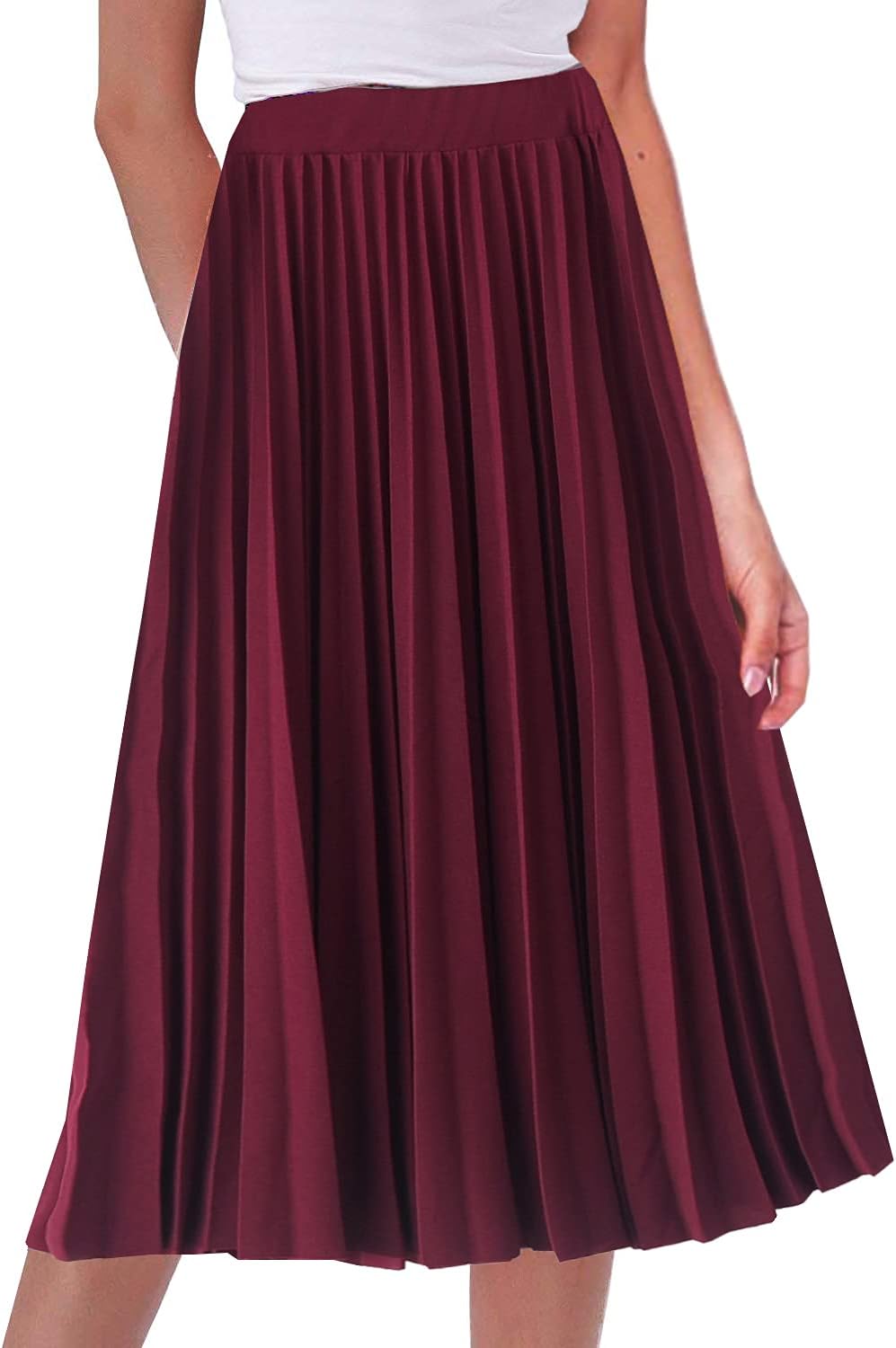 GOLDSTITCH Women's High Waist Pleated Skirt A line Swing Midi Skirt - Image 2