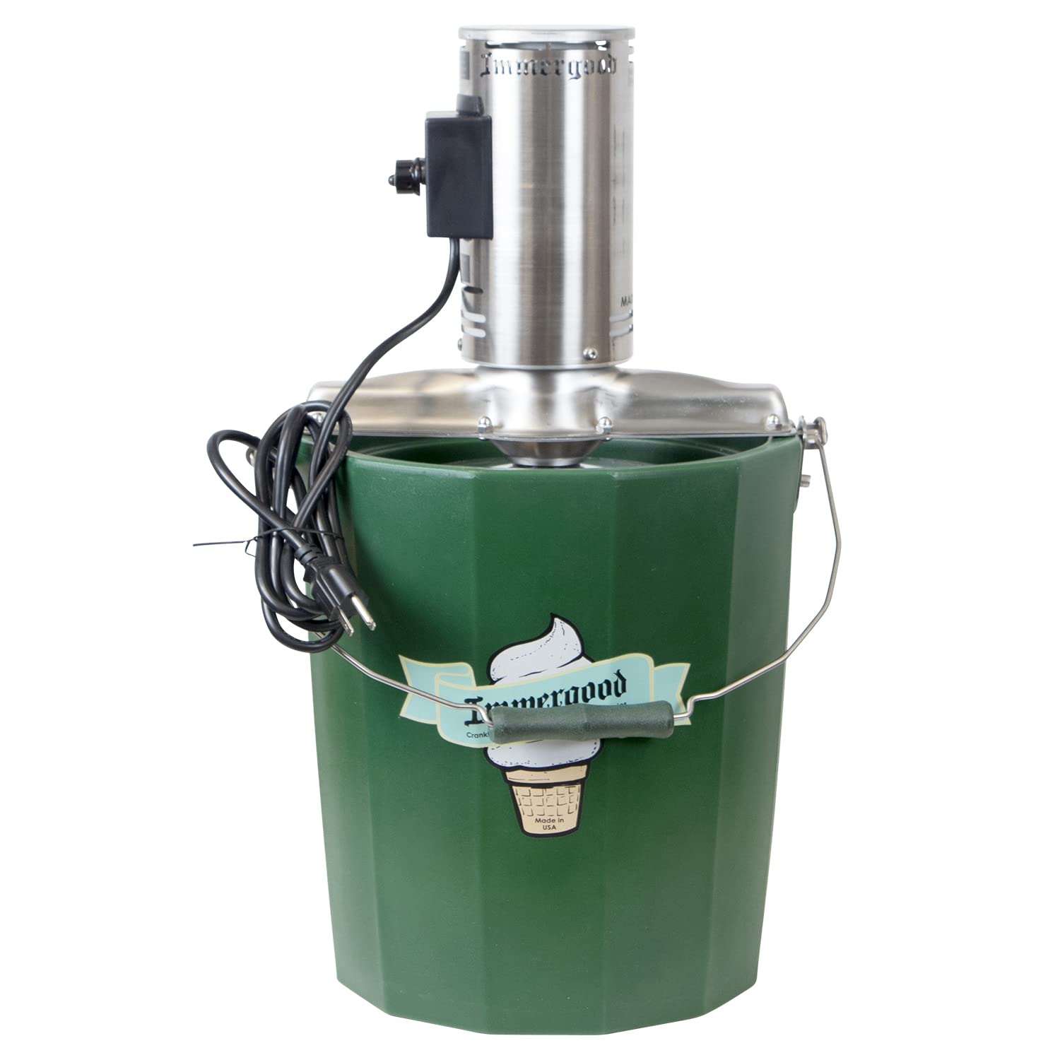 6 qt PREMIUM Electric Ice Cream Maker - Stainless Steel - Leakproof Tub