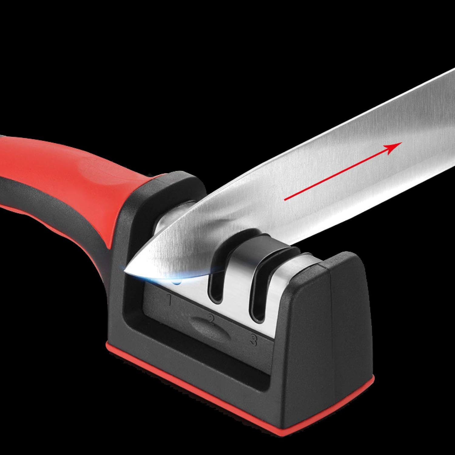 Knife Sharpener 3 Stage Knife Sharpener With One Replace Sharpener Manual Kitchen Knife Sharpening Tool 1Set Black