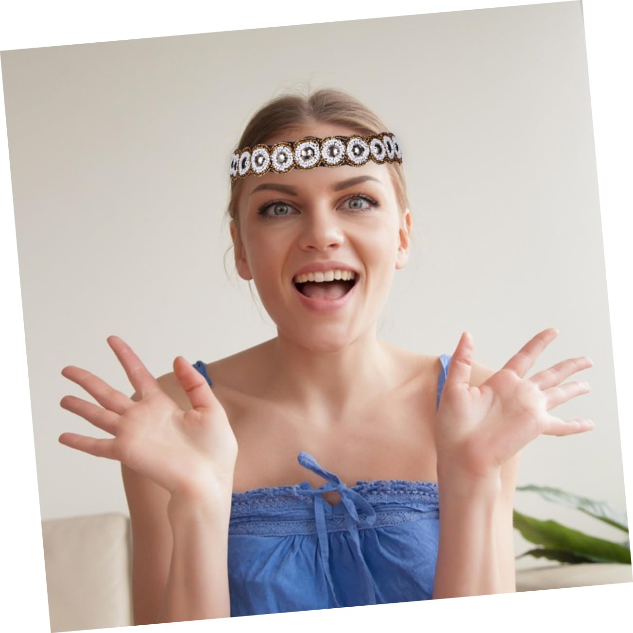 MAGICLULU 3 Sets Vintage Strass Perlen Stirnband Haarbänder Handgemachter Schmuck Haarreifen Chic 4 Stück * 3