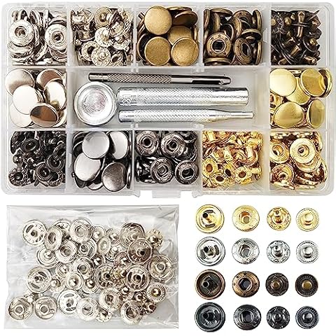TmppDeco 90 Sets Brass Snap Fastener Kit Cover