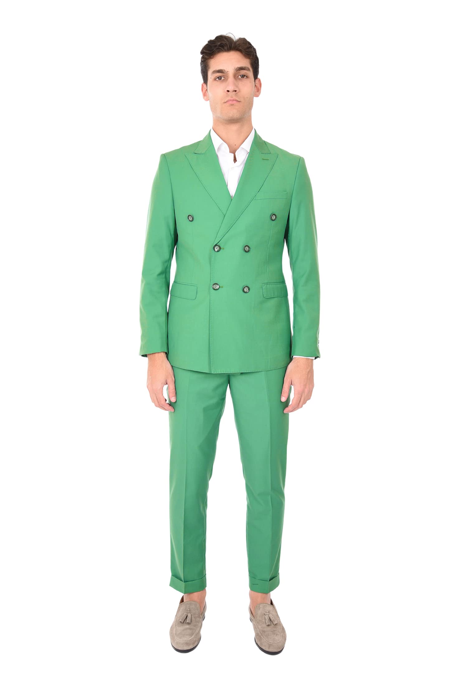 Ciabalù Abito Uomo Elegante Doppiopetto Tinta Unita Vestito Slim Fit