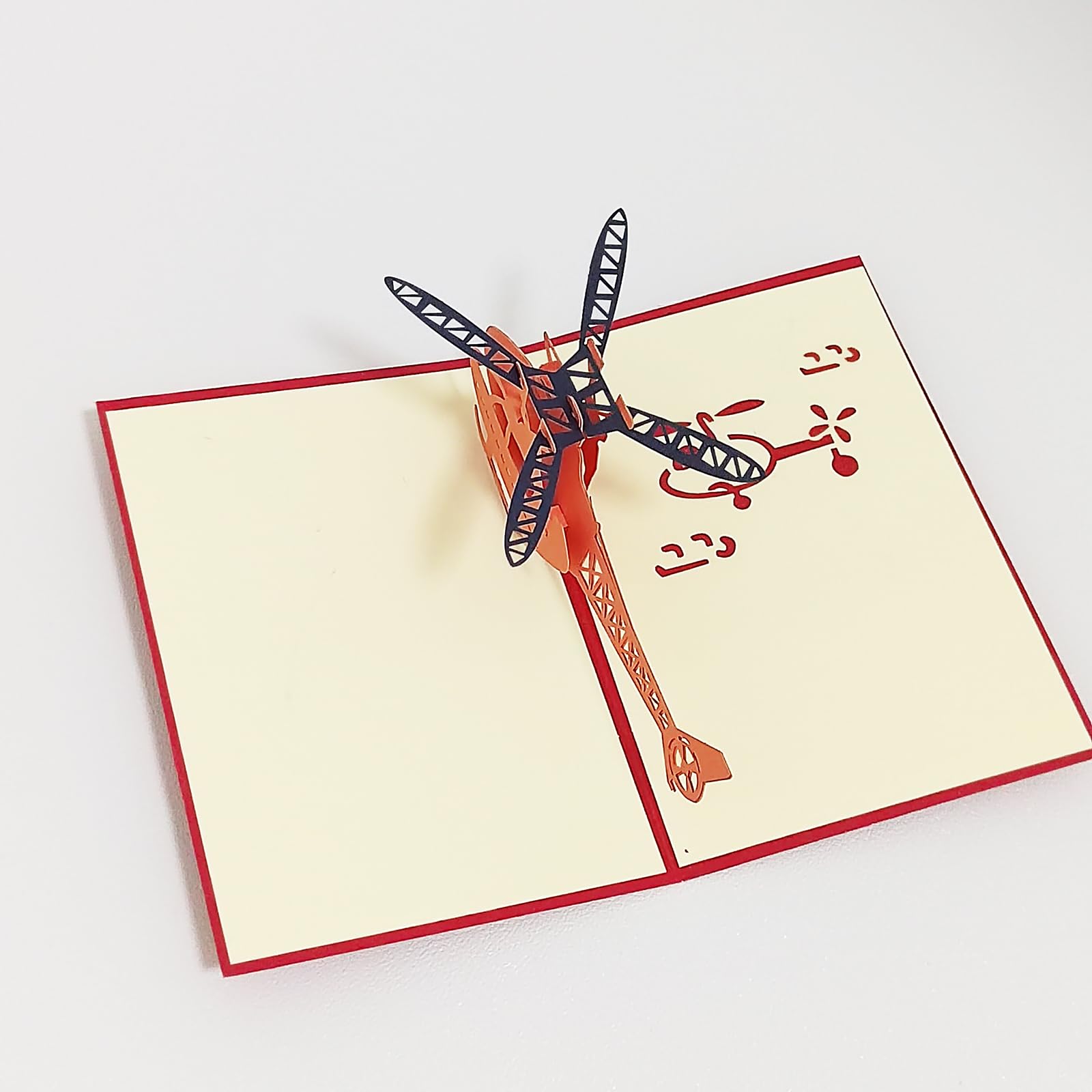 Helicopter 3d Greeting Cards for Kids,Teacher's Day Thank You Cards Handmade Greeting Cards,Red - Image 4