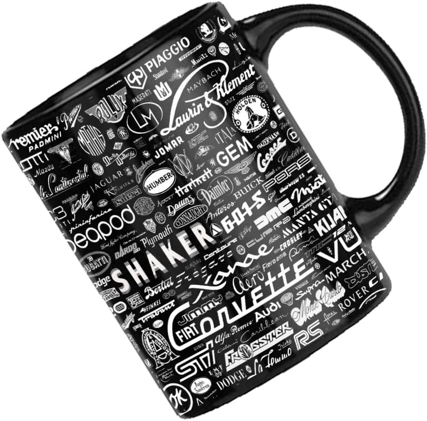 Charming Creations Shaker Gem Printed Black Ceramic Coffee Mug. (350ml ,Pack of 1)