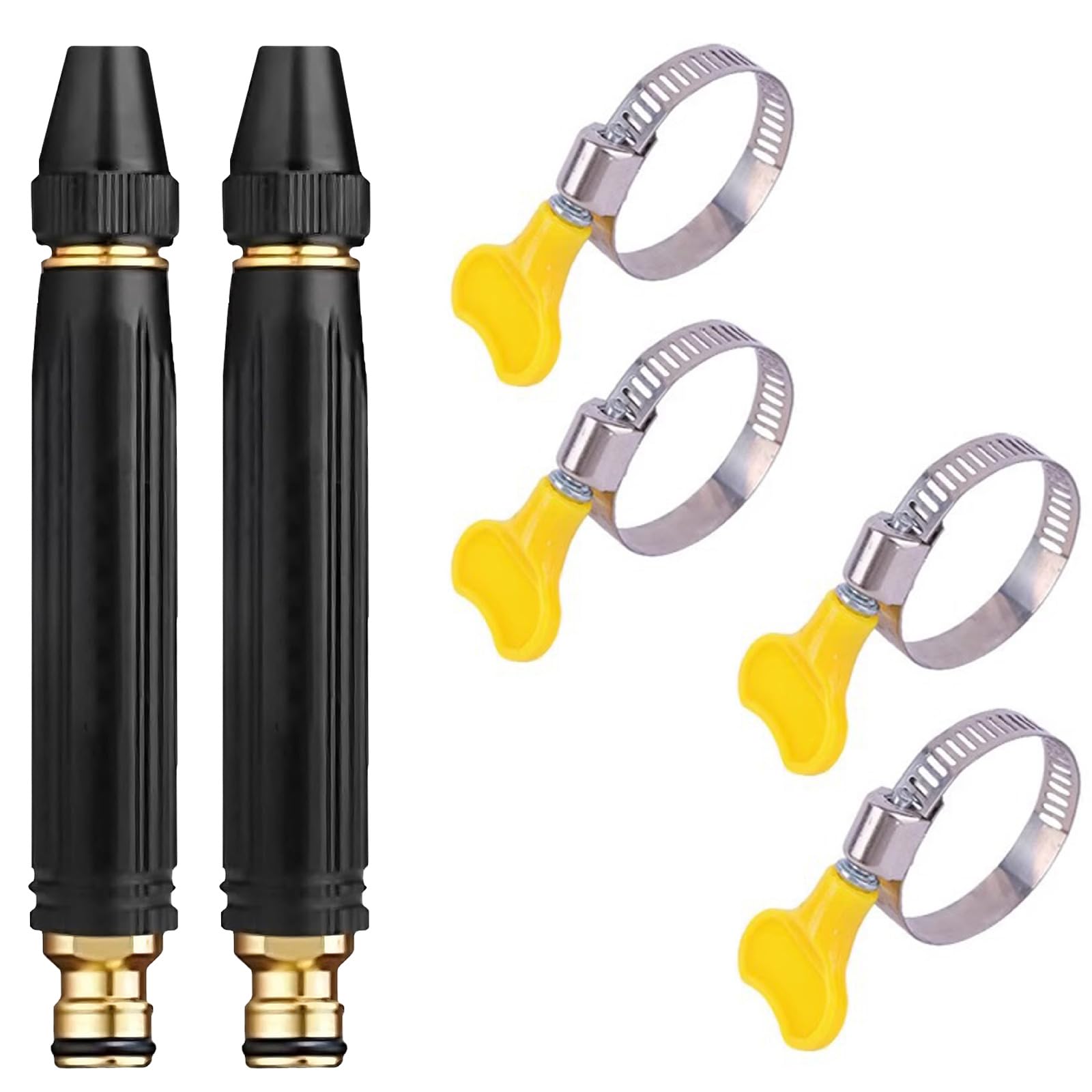 High Pressure Hose Nozzle,Heavy Duty Adjustable Twist Hose Nozzle Jet Sweeper Nozzle,Car Wash Spray Nozzle with 3 Modes,High-Pressure Water Sprinkler for Car Washing,Garden Watering,Cleaning (2 Set)