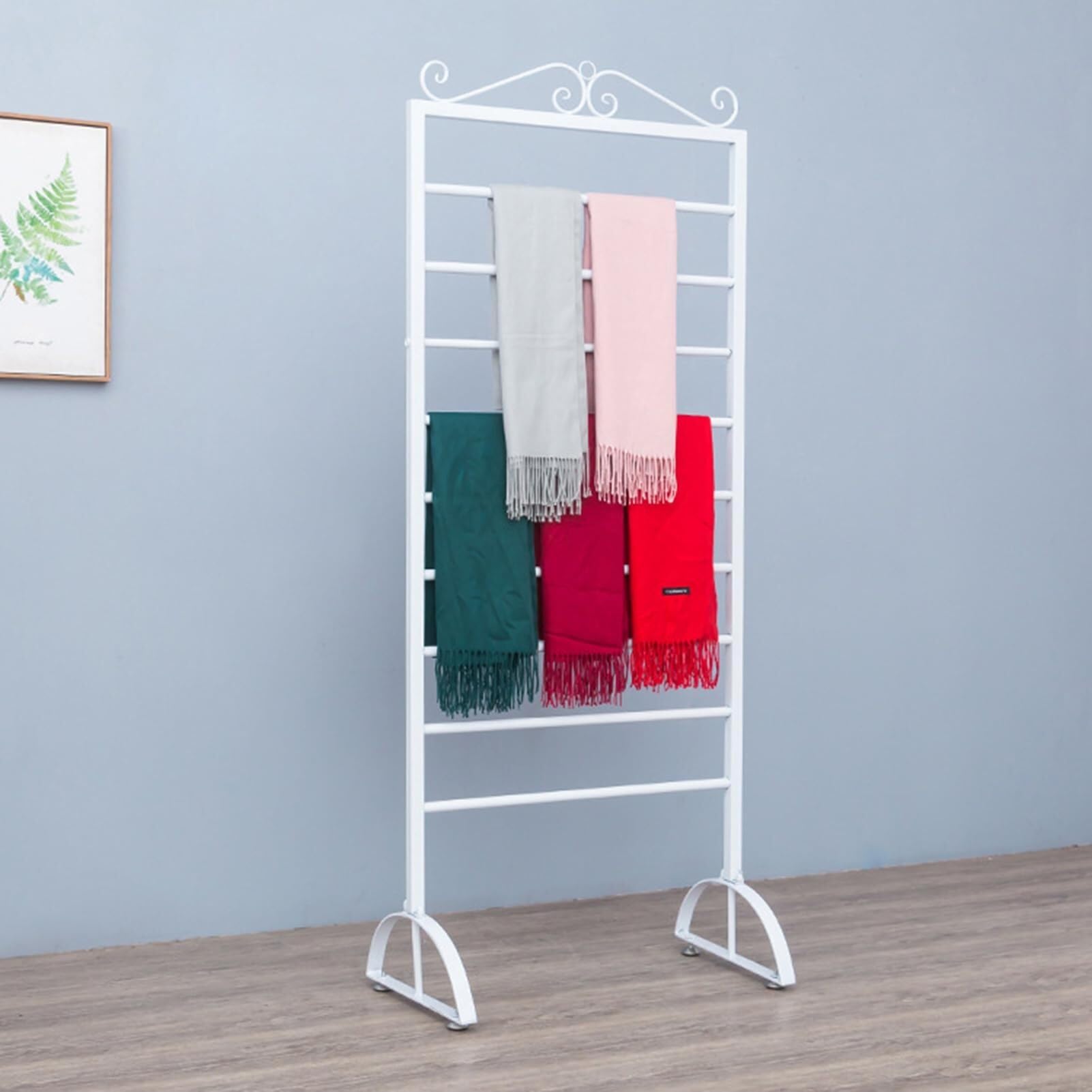 Personalice lo Que Necesita: Expositor de Bufandas de Metal Independiente, Organizador de Cintas de Papel de Regalo para floristería, Soporte para pañuelos de c(White 45x170cm)