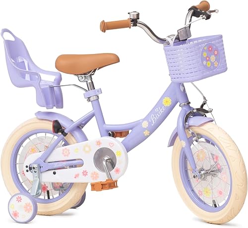 Bixike Girls Bike with Basket for Toddlers and Kids Aged 3-14 Years Old, 12 14 16 18 Inch with Training Wheels & Doll Seat, 20 Inch with Kickstand &