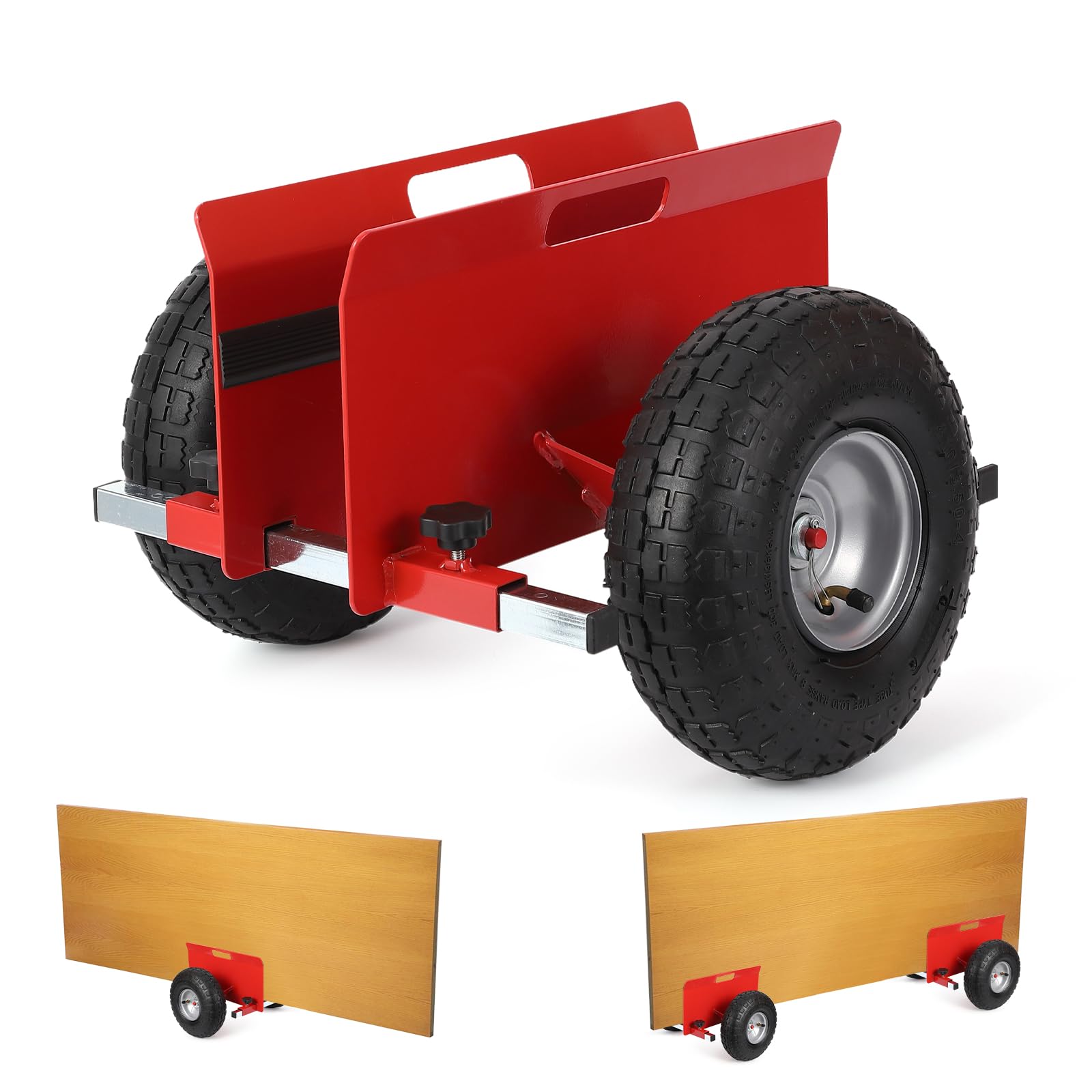 Carro de placas de carga pesada, capacidad de carga de 600 kg, placas ajustables Dolly con neumáticos de 10 pulgadas, carro de transporte de puertas para paneles, puertas, placas de madera, placas de