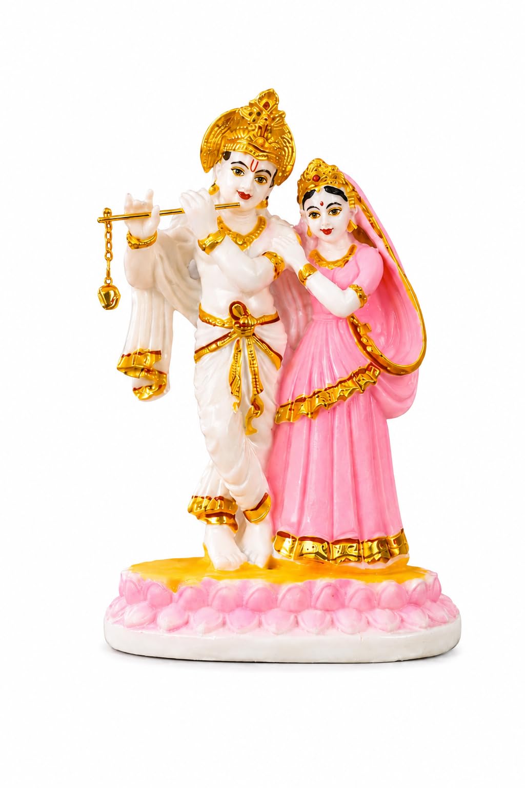 ASHA Art Radha Krishna Idol with Cow Marble Dust Finish Murti for Home Decor & Pooja Room Radha Krishna Statue 10 Inches-image-38