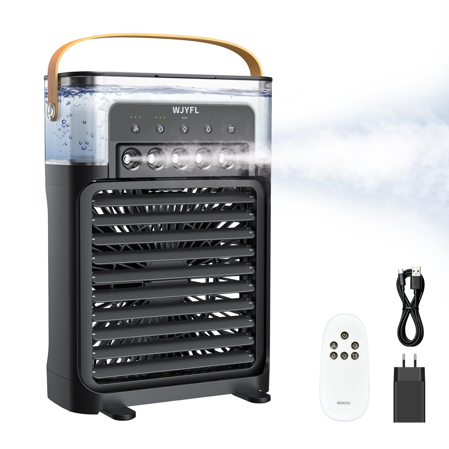 Rafraîchisseur d'Air Personnel 700 ml, 5 Buses, Télécommande, 38 dB