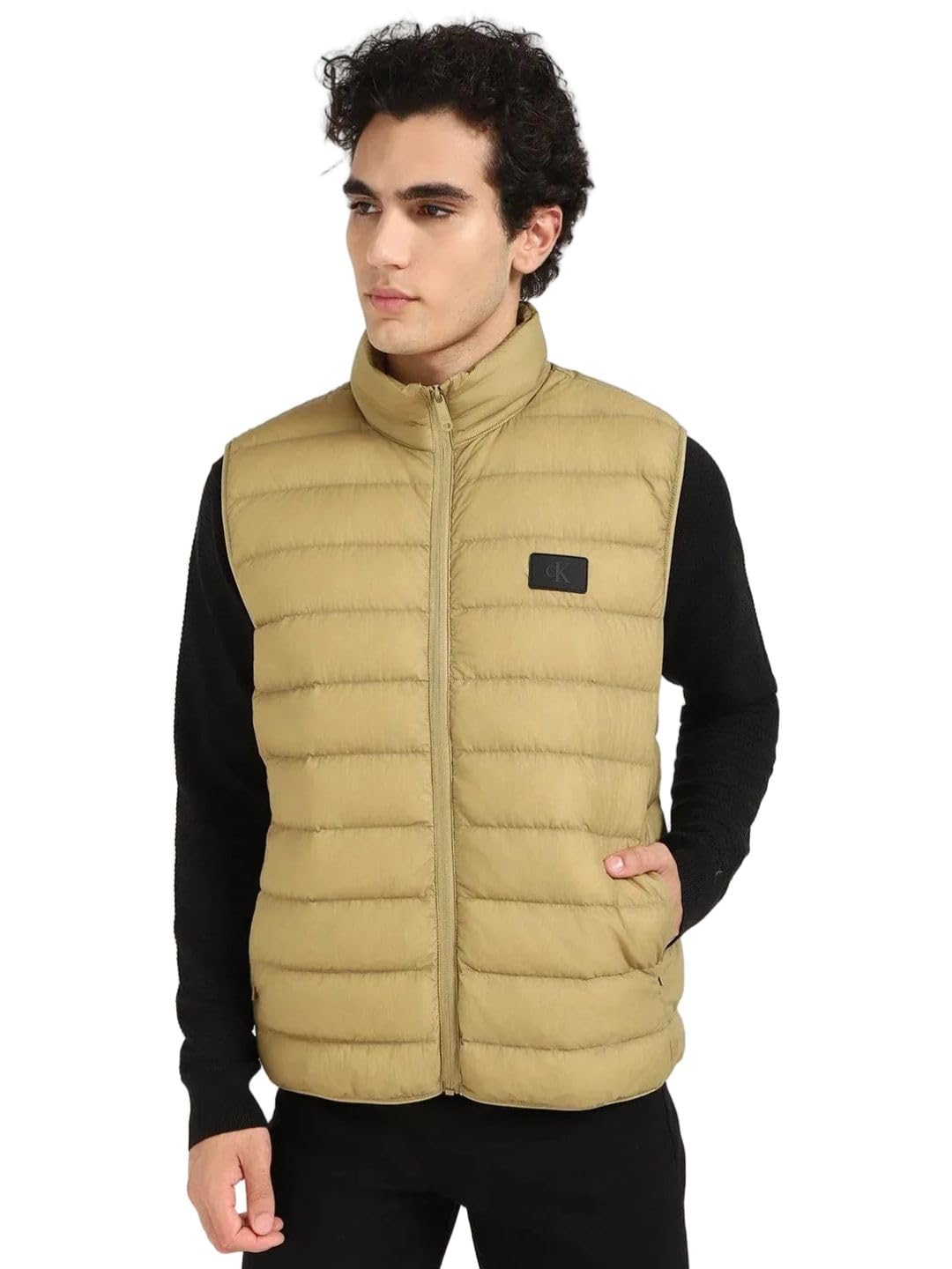 Calvin Klein Men’s Down Quilted Gilet, Green (Gothic Olive), XXL