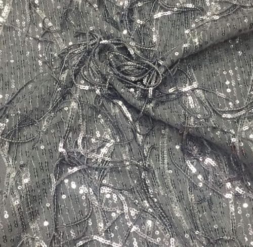 Filet gris argenté avec paillettes large 152,4 cm tissu voilage décoration fête